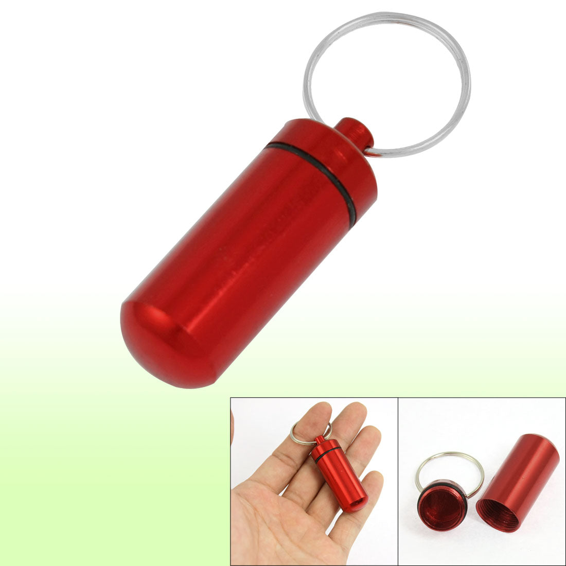 uxcell Uxcell Aluminum Capsules Pill Fob Box Cache Container Burgundy w Key Ring
