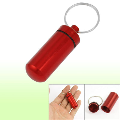 Harfington Uxcell Aluminum Capsules Pill Fob Box Cache Container Burgundy w Key Ring