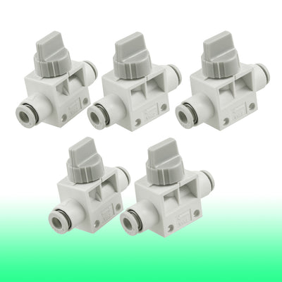 Harfington Uxcell 5 Pcs 6mm to 6mm Dia Push in Fitting Pneumatic Connector Hand Valves