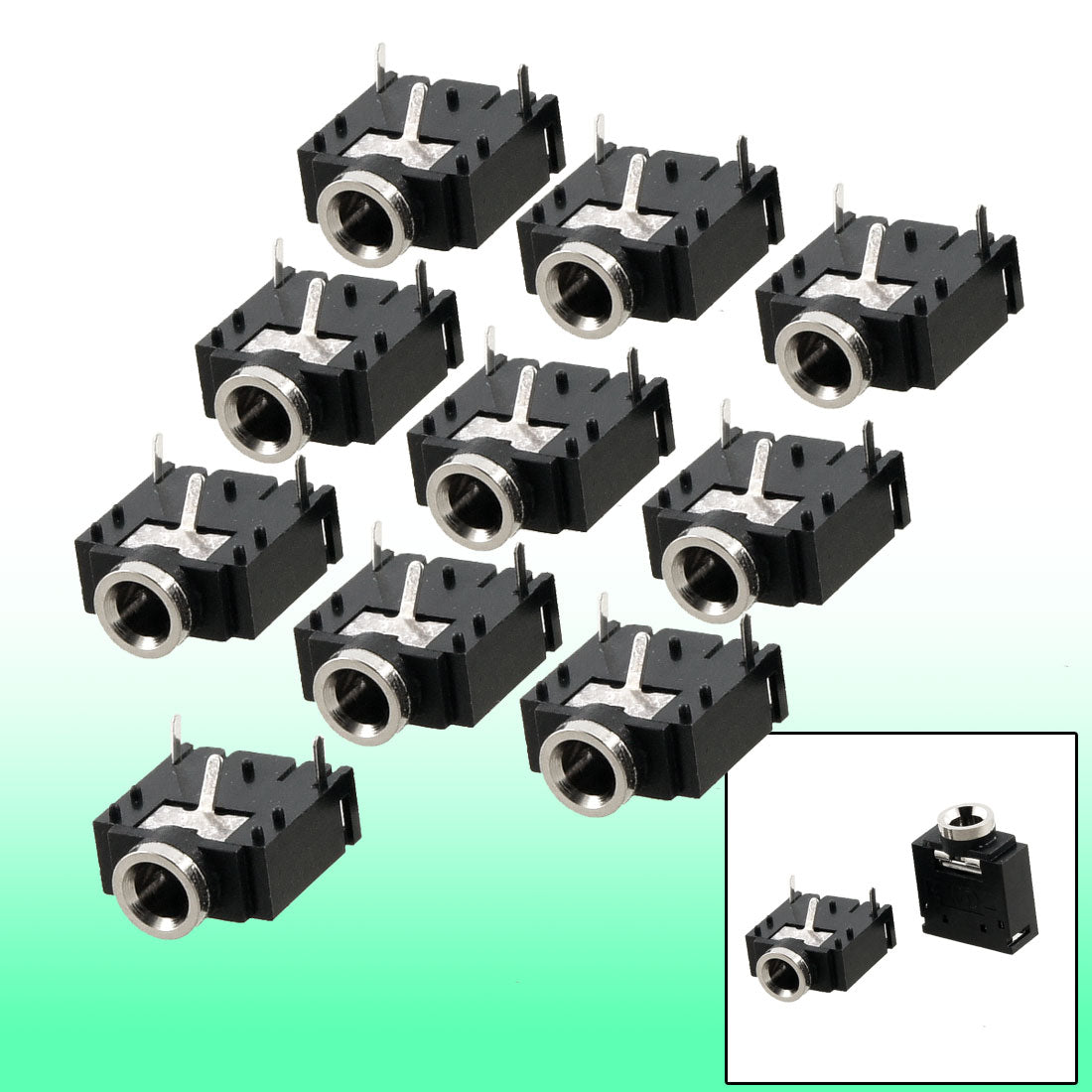 uxcell Uxcell 10 Pcs 3 Terminal PCB Mount Female 3.5mm Stereo Jack Socket Connector
