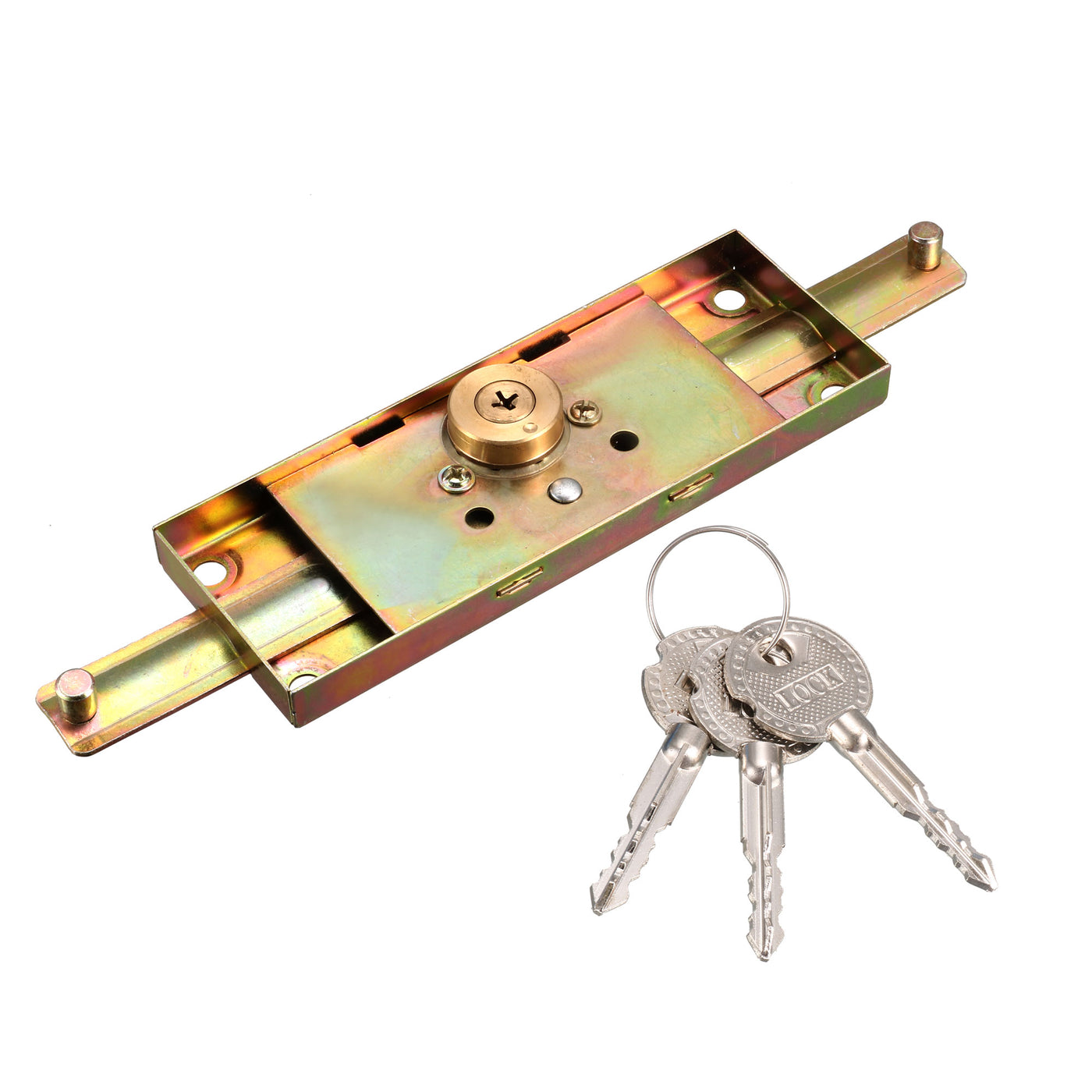 uxcell Uxcell Gold Tone Cross Keys Metal Center Rolling Shutter Door Lock for Garage
