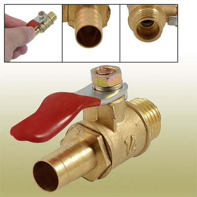 uxcell Uxcell 1/4" PT Male Thread to 10mm Barb Hose Tail Lever Handle Ball Valve