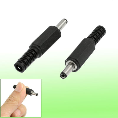 Harfington Uxcell 2 Pcs Black Silver Tone 1.35mm x 3.5mm DC Power Male Connector Jack Adapter