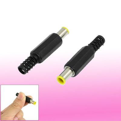 Harfington Uxcell 2Pcs 4.3 x 6mm Male DC Power Jack Connector Black Yellow Silver Tone