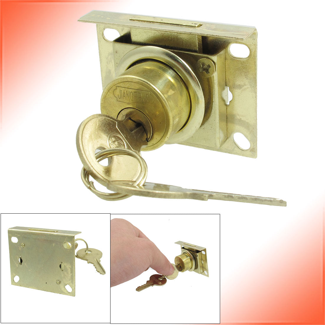 uxcell Uxcell Cabinet Security Gold Tone Metal 0.8" Cylinder Drawer Lock w 2 Keys