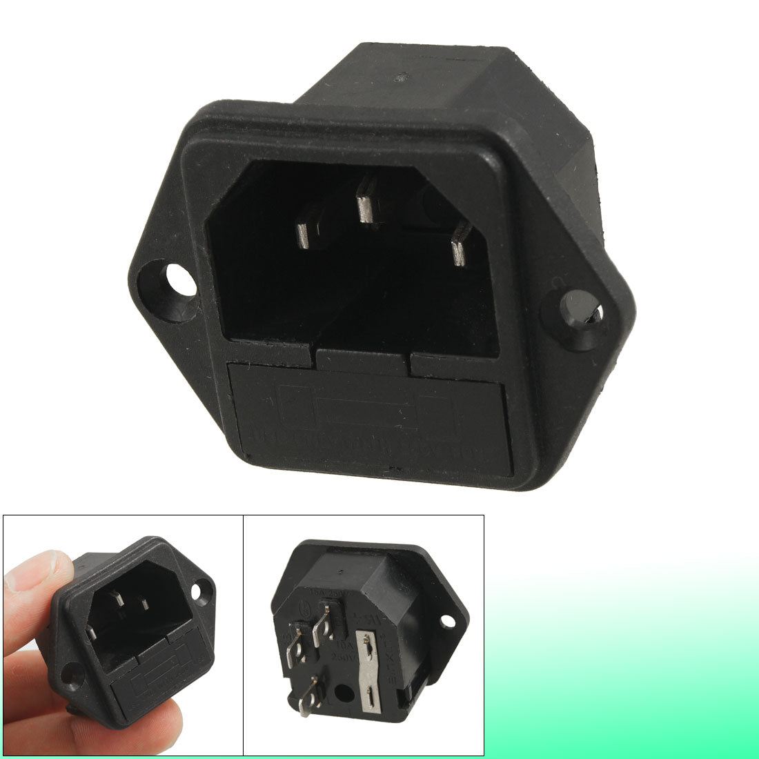 uxcell Uxcell Black IEC320 C14 Inlet Male Power Connector Socket AC 250V 10A