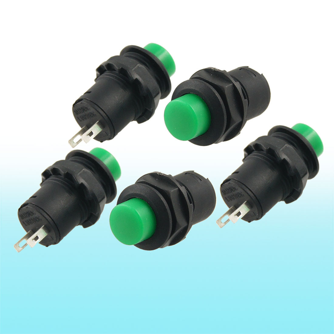 uxcell Uxcell 5 Pcs AC 250V/1.5A 125V/3A SPST Momentary Green Push Button Switch