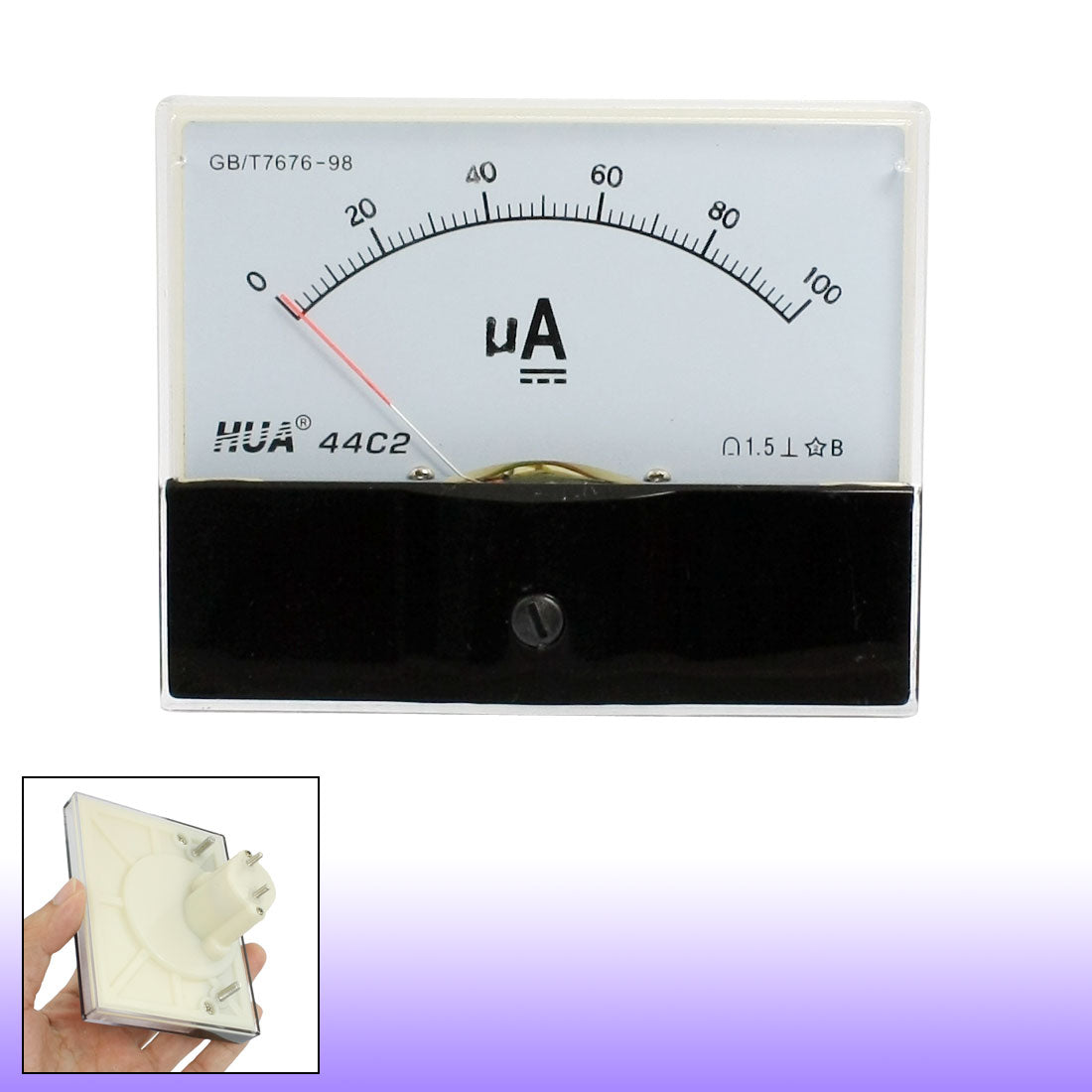 Rectangular With Meter 44C2 DC 0-100uA Rectangle Shape Analog Panel Meter Ammeter Gauge ...