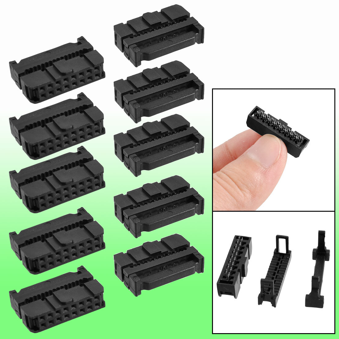 uxcell Uxcell 10 x 2.54mm Pitch Female 16 Pins Flat Cable IDC Socket Connector Black
