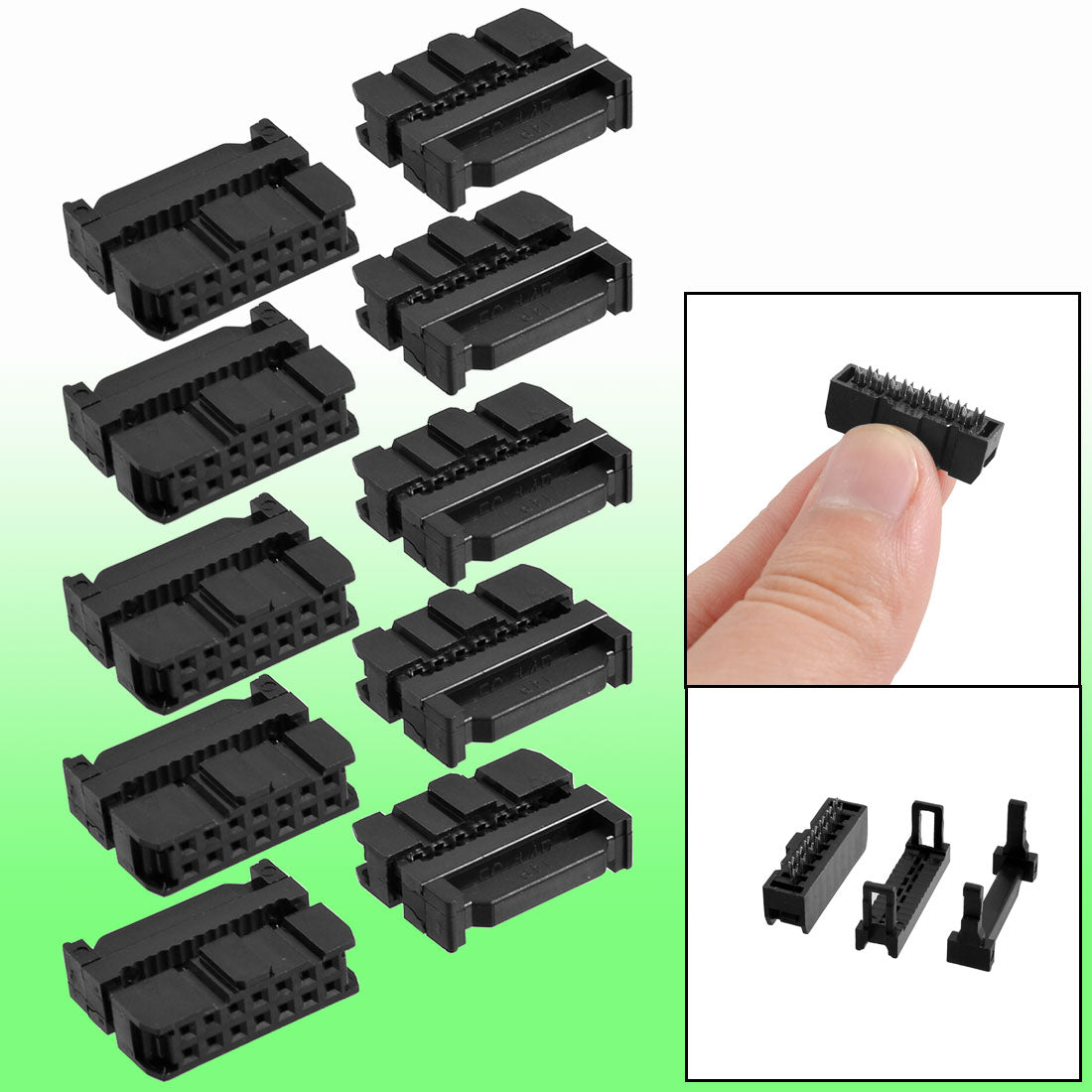 uxcell Uxcell 10 x 14 Position Female IDC Connector Flat Ribbon Cable Connectors Black 2.54mm