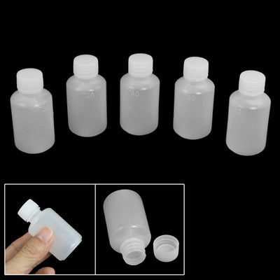 uxcell Uxcell 30ml Clear Plastic Cylinder Shaped Chemical Agent Bottle 5 Pcs