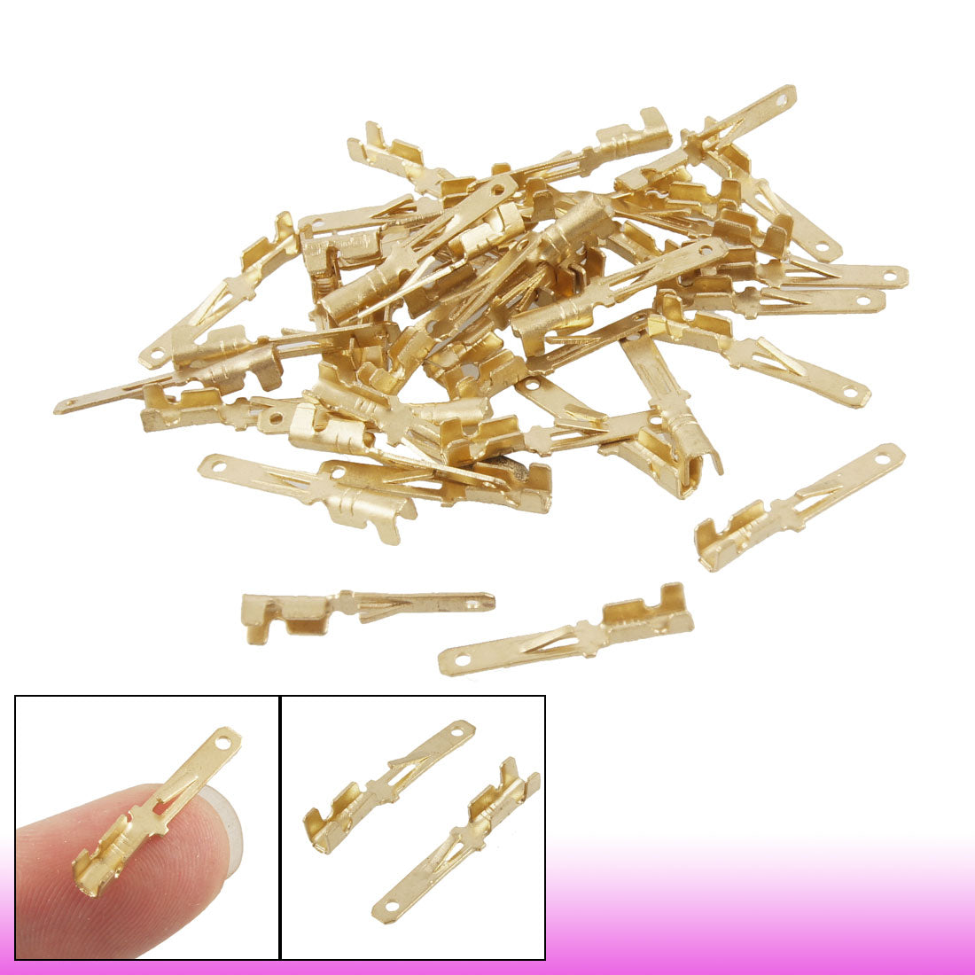 uxcell Uxcell 40 Pcs Gold Tone Male Spade Crimp Terminals 2.8mm Wiring Connectors