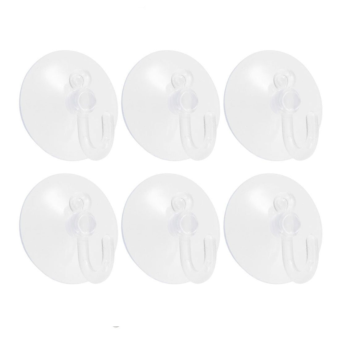 uxcell Uxcell 6 Pcs 30mm Home Bathoom PVC Clear Blue Plastic Suction Cup Hook