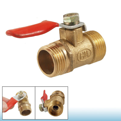 Harfington Uxcell 3/8" Male to 3/8"  Male Thread Flow Hole Ball Valve Gold Tone