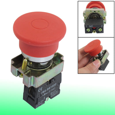 Harfington Uxcell 22mm NC Red Mushroom Emergency Stop  Switch 600V 10A ZB2-BE102C