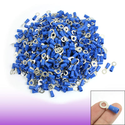 Harfington Uxcell 1000 Pcs RV2-5L AWG 16-14 Blue PVC Sleeve Pre Insulated Ring Terminals Connector