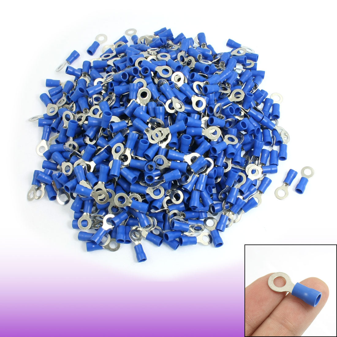 uxcell Uxcell 1000 Pcs RV2-5L AWG 16-14 Blue PVC Sleeve Pre Insulated Ring Terminals Connector