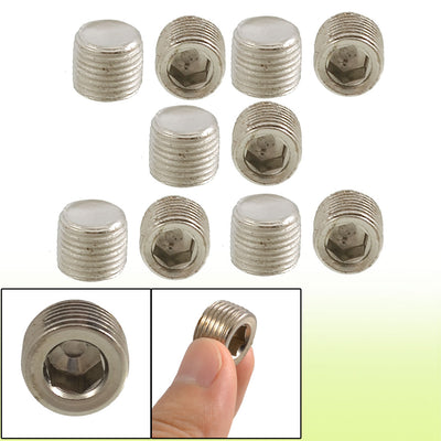 Harfington Uxcell 10pcs  Air Pipe Fittings 1/8" PT Thread Hex Socket Metal Connector Caps