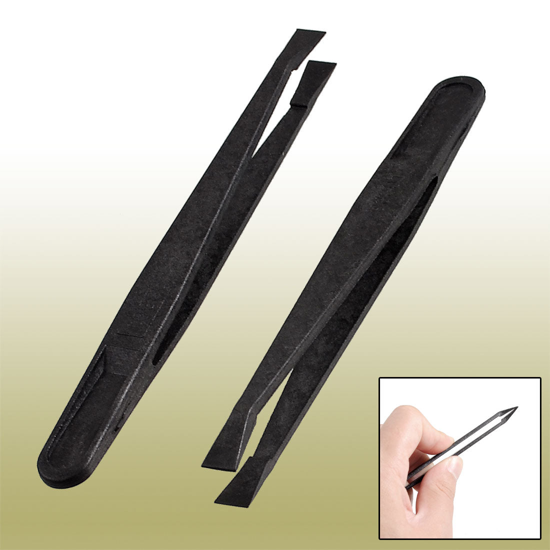 uxcell Uxcell 2 Pcs 93301 Black Plastic Anti Static Flat Tip Tweezers Tool 4.5" Long