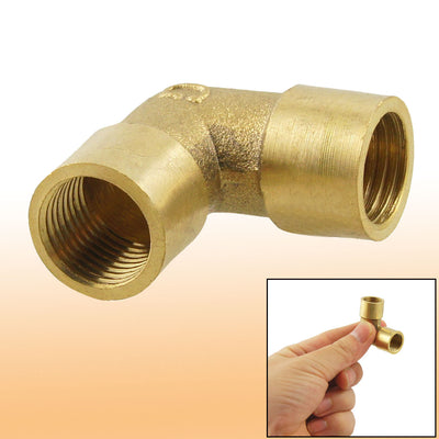Harfington Uxcell G 1/4" Female Threaded 90 Degree Elbow Fitting Union Adapter Gold Tone