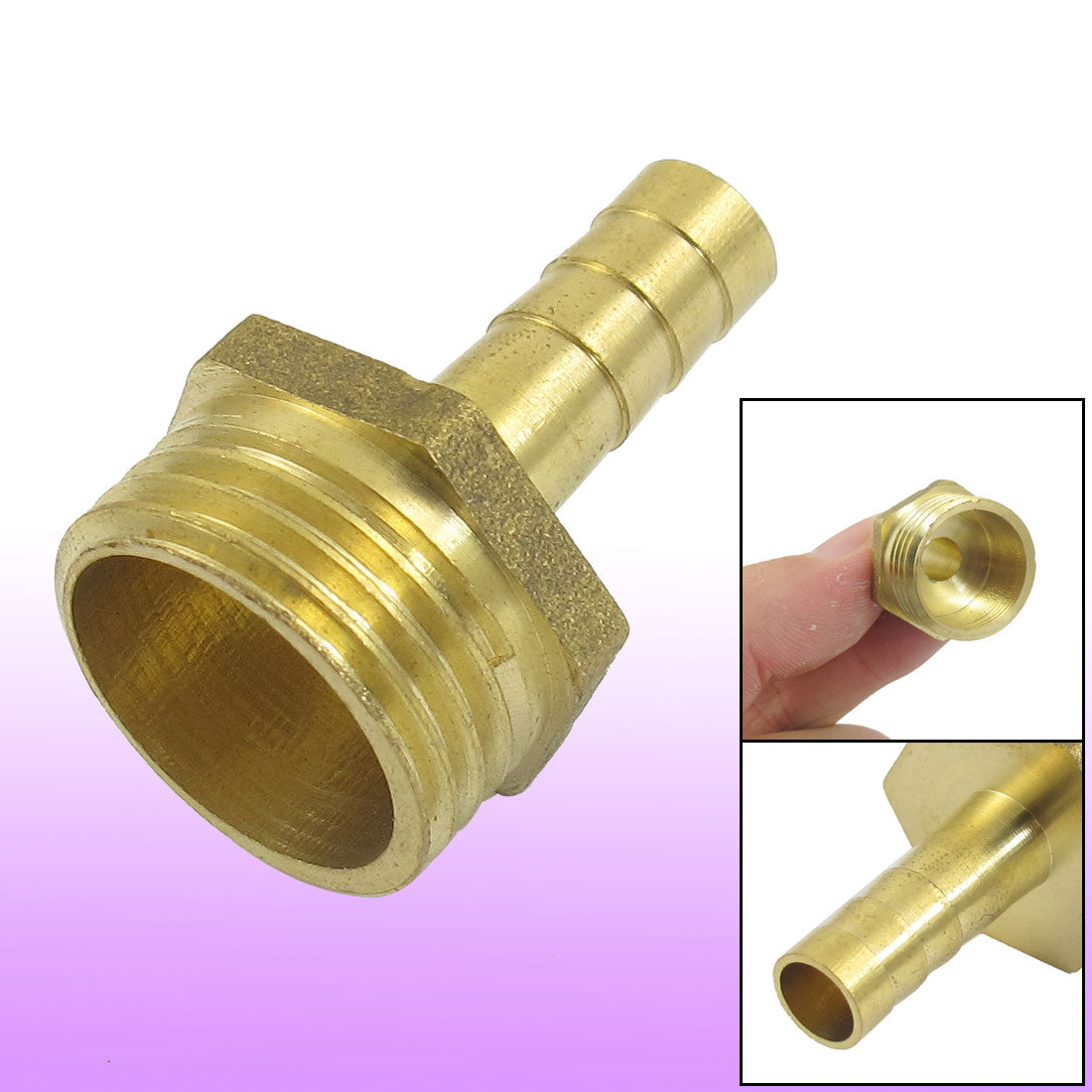uxcell Uxcell Gold Tone Brass 8mm Fuel Gas Hose Barb 1/2"PT Male Thread Coupling Fitting
