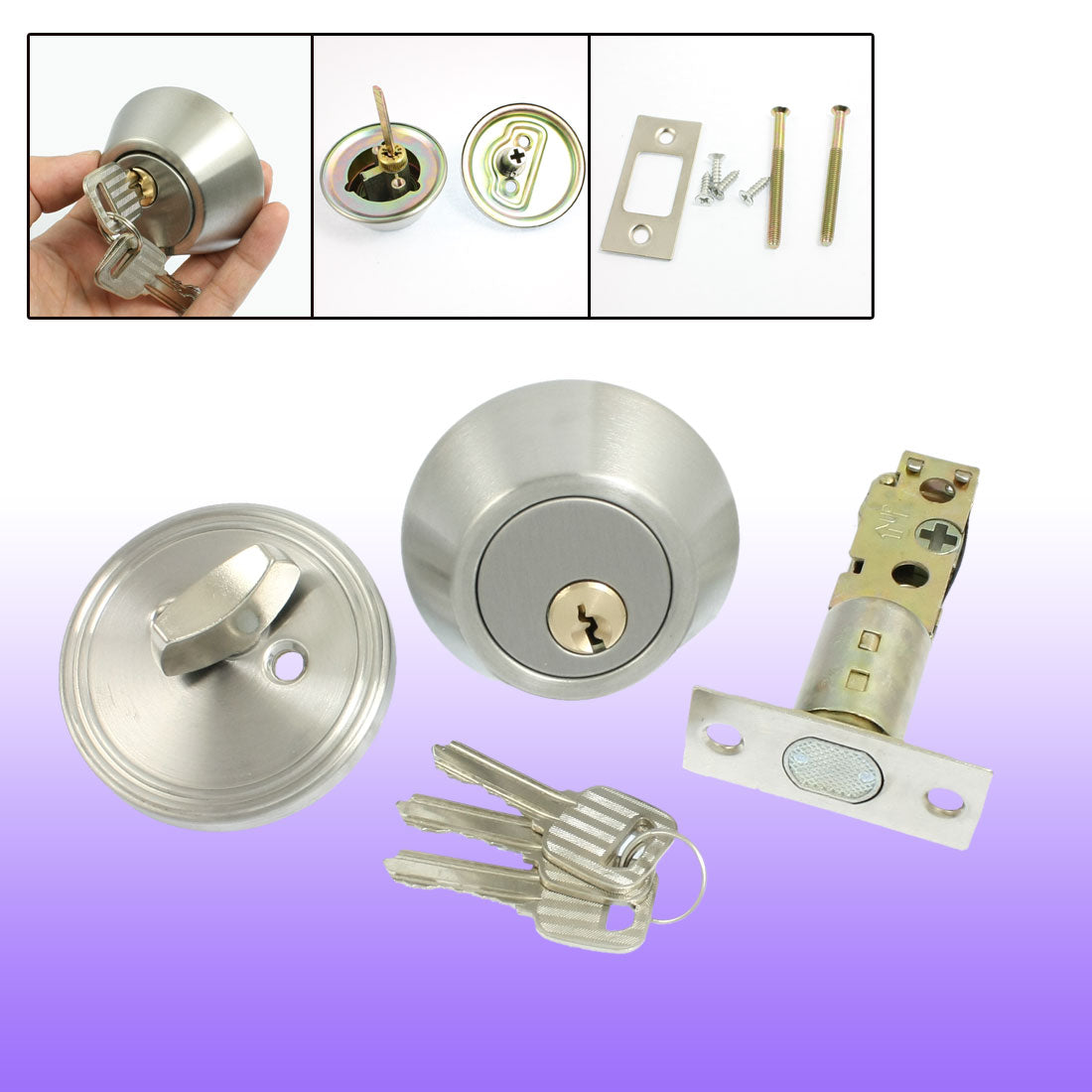uxcell Uxcell Home Door Locking Security Single Cylinder Deadbolt Lock Silver Tone
