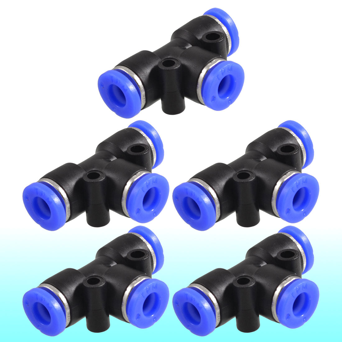 uxcell Uxcell 5 Pcs 6mm to 6mm T Style One Touch Fittings Push in Quick Connectors 40x25x13mm