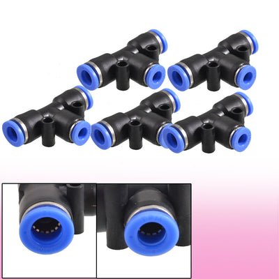 Harfington Uxcell 5x Air Pneumatic Tee Adapters 8mm to 6mm One Touch Fittings Connectors