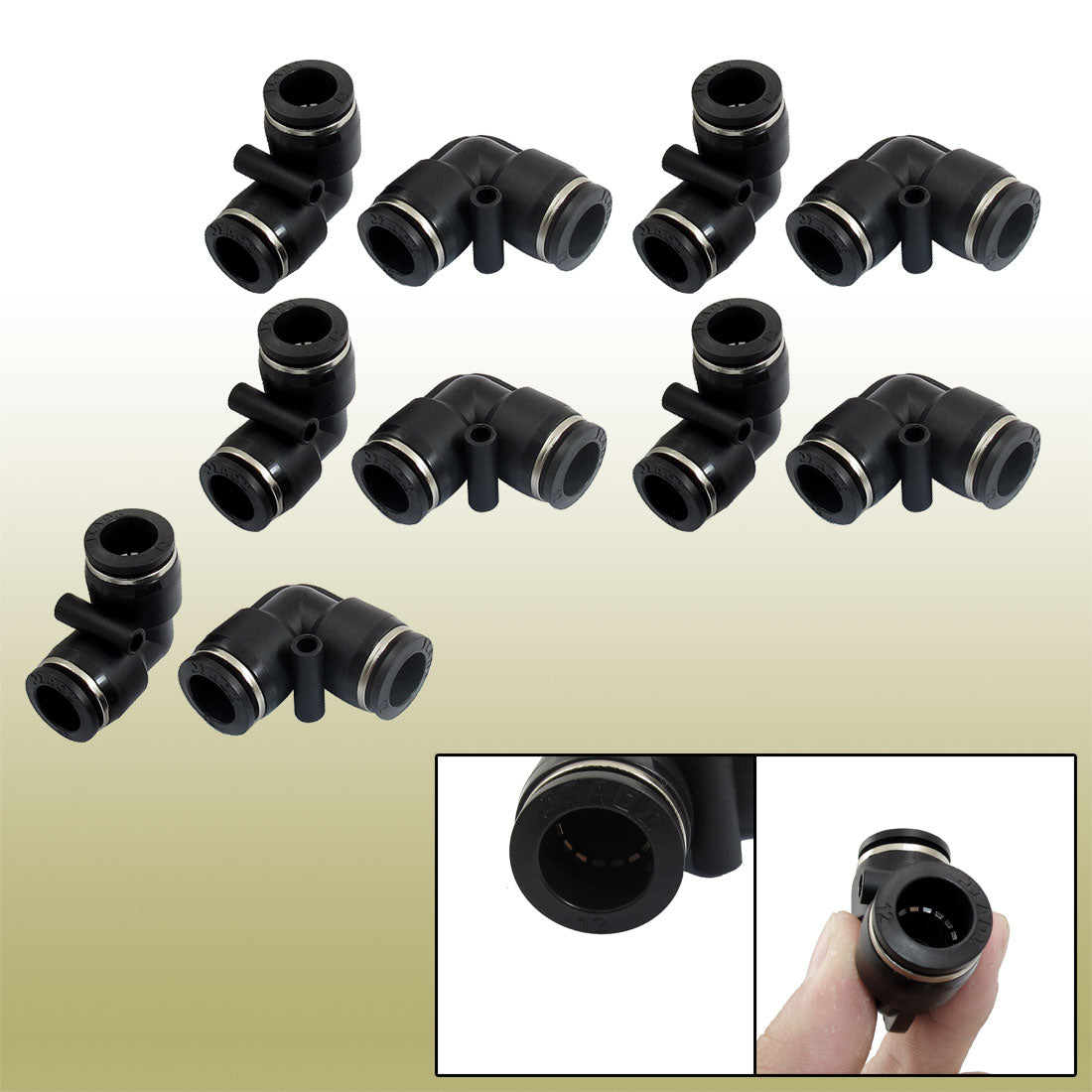 uxcell Uxcell 10 Pcs Air Pneumatic 12mm to 12mm L Shaped Push in Elbow Connector Fittings