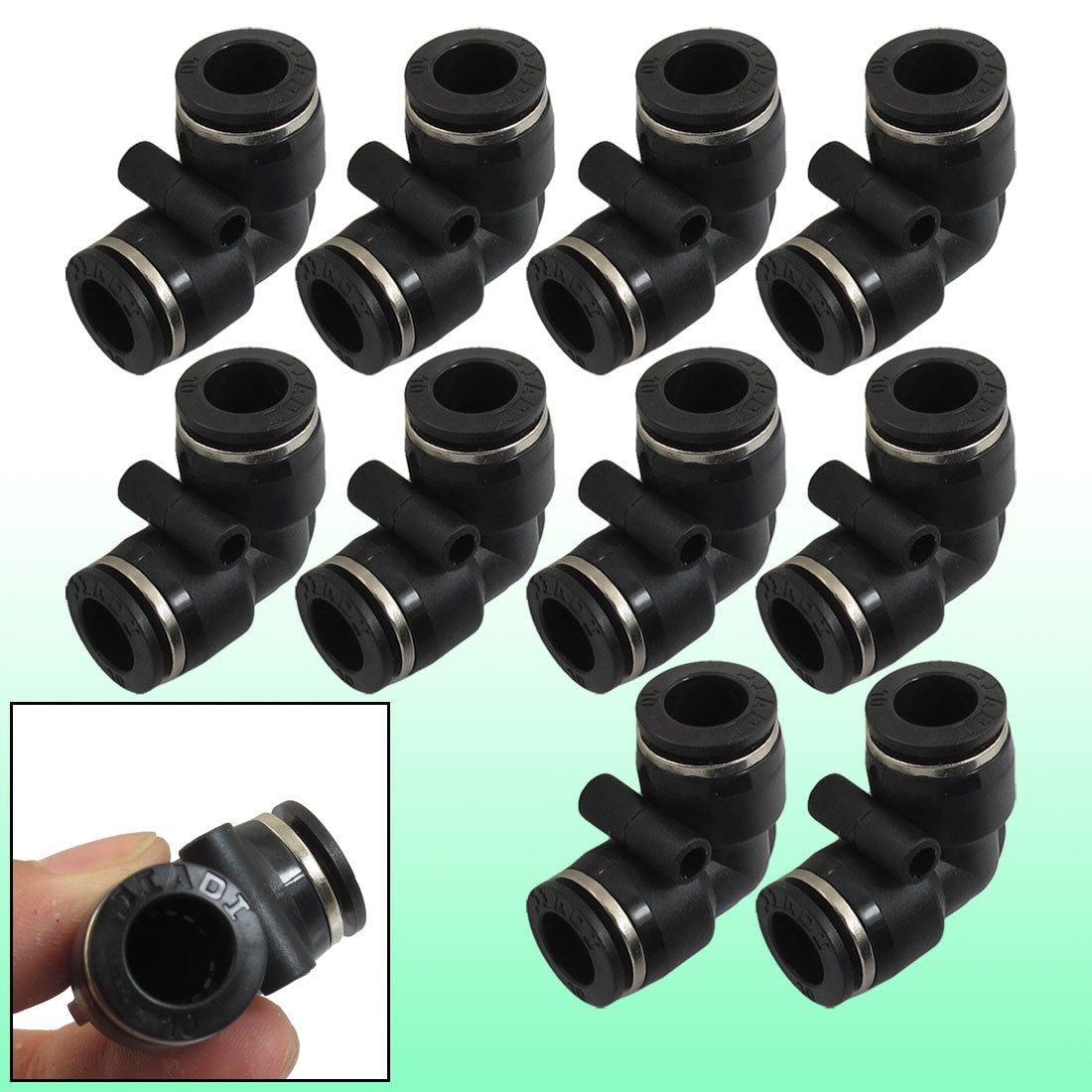 uxcell Uxcell 10 Pcs Air Pneumatic 10mm to 10mm L Shaped Push in Elbow Connector Fittings
