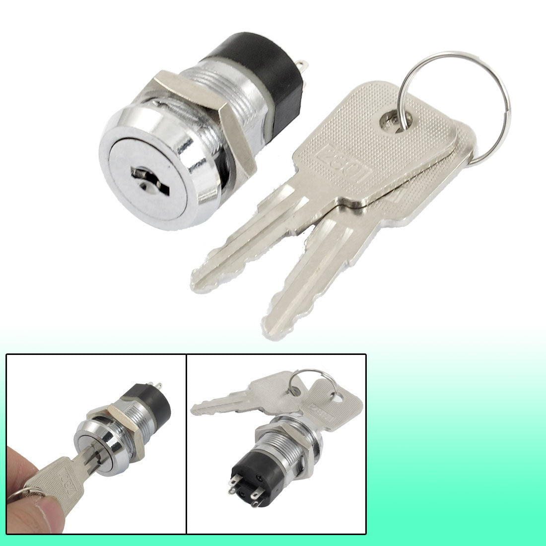 uxcell Uxcell AC 125V 4A/ AC 250V 2A Latching 1NO 1NC 2 Position Key Lock Rotary Selector Switch