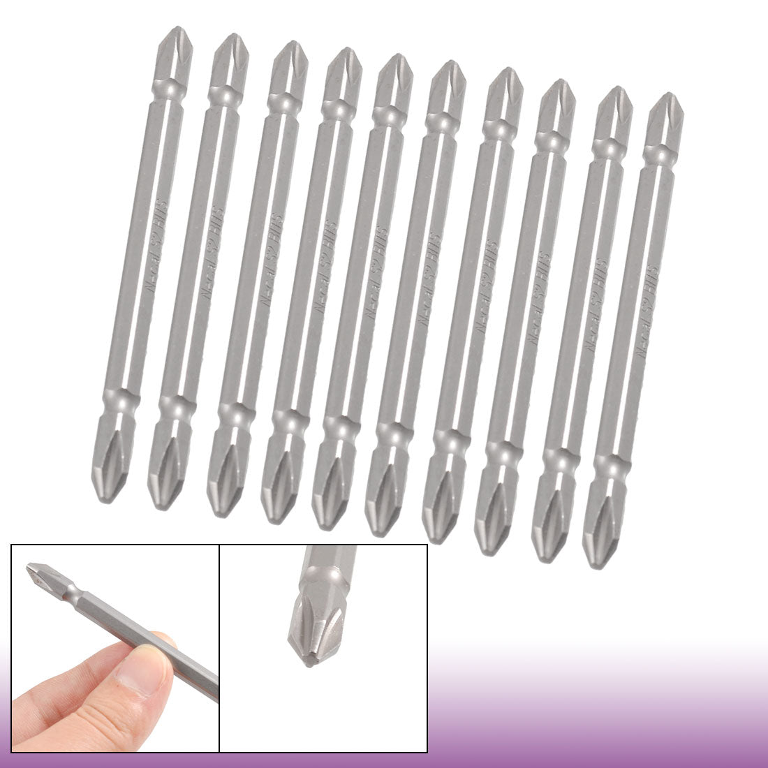 uxcell Uxcell 10 Pcs 1/4" Hex Shank 100mm Long 6mm Double End PH2 Phillips Screwdriver Bits