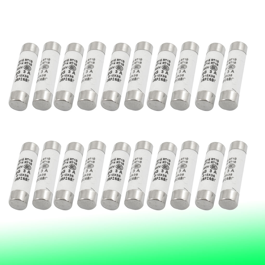 uxcell Uxcell 20 Pcs RO15 Series 500V 3A Cylinder Cap Ceramic Fast Blow Fuse Links 10x38mm