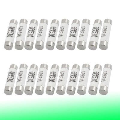 Harfington Uxcell 20 Pcs RO15 Series 500V 3A Cylinder Cap Ceramic Fast Blow Fuse Links 10x38mm