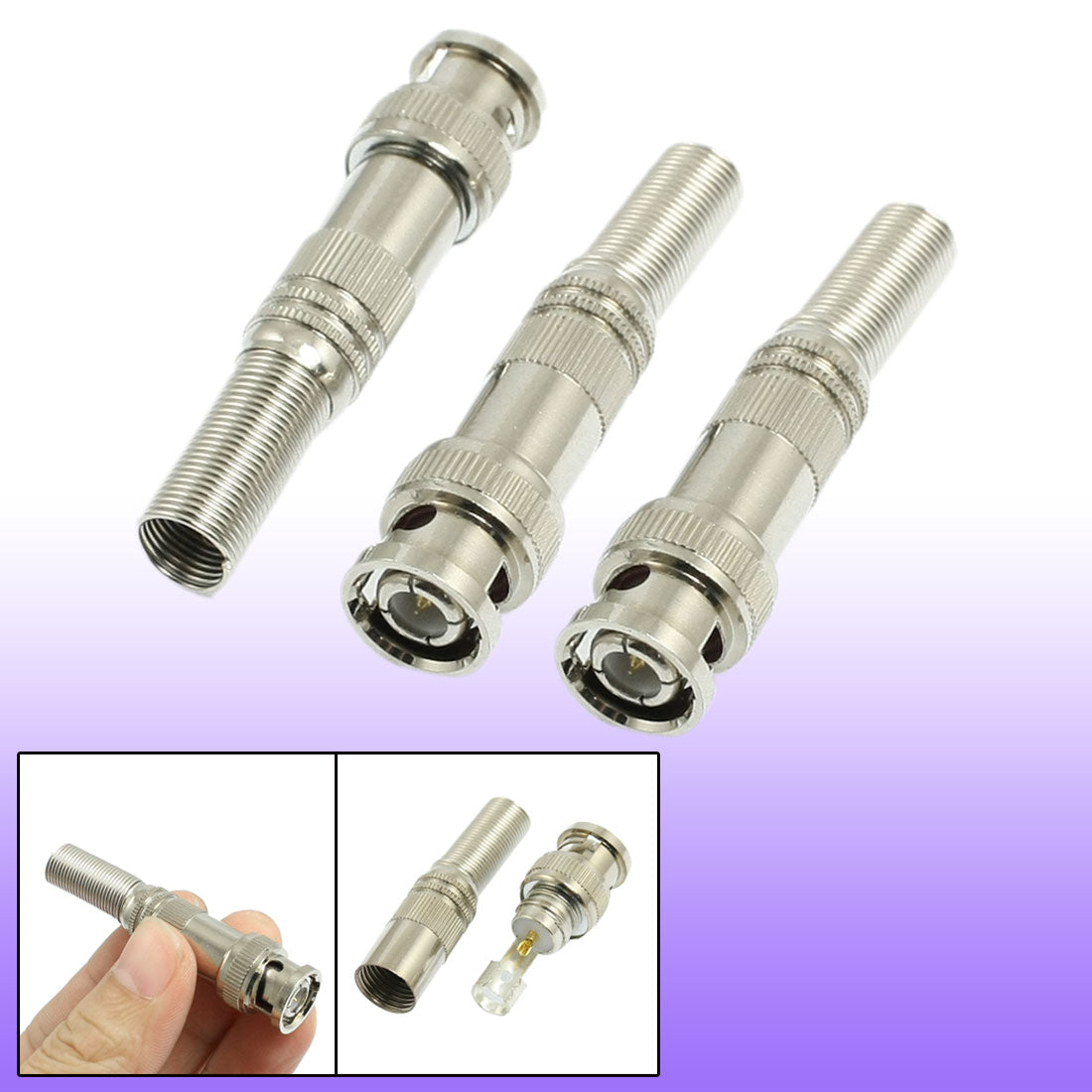 uxcell Uxcell 3 Pcs Solder Coaxial BNC Male Connector for CCTV Security Camera