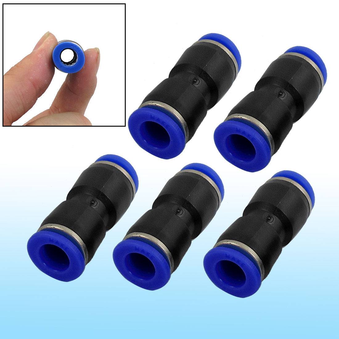 uxcell Uxcell 5 Pcs Air Pneumatic 8mm to 8mm Straight Push in Connectors Quick Fittings