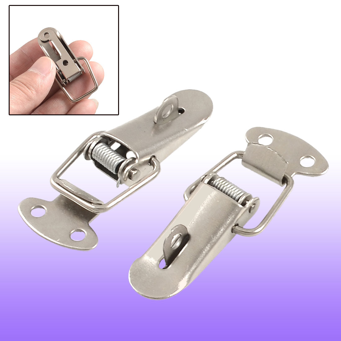 uxcell Uxcell Toolbox Locked Style 2.4" Long Pull Down Loop Draw Latch Silver Tone 2 Pcs