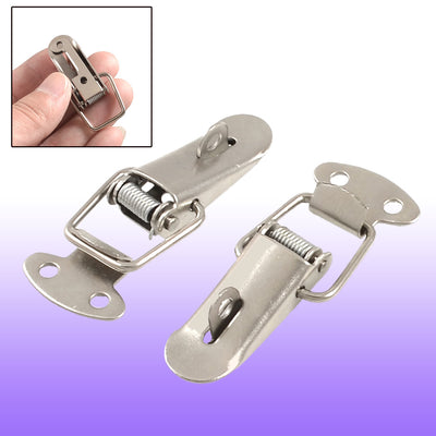 Harfington Uxcell Toolbox Locked Style 2.4" Long Pull Down Loop Draw Latch Silver Tone 2 Pcs
