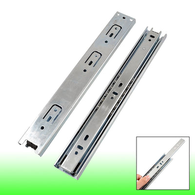 Harfington Uxcell 2 Pcs Silver Tone 3 Sections Ball Bearing Drawer Slide 275mm Length
