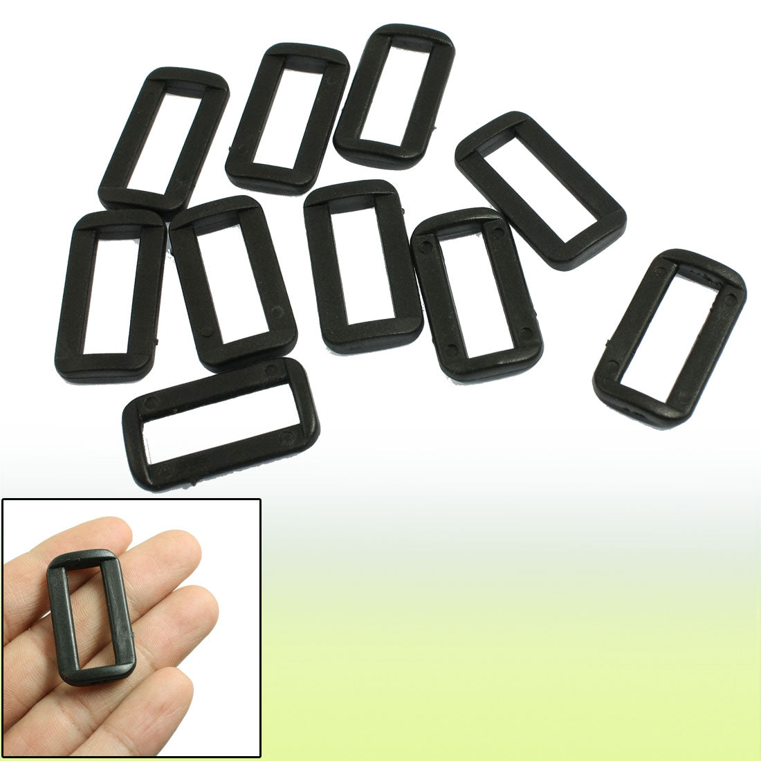 uxcell Uxcell 10 Pcs Black Hard Plastic 1" Strapping Slide Rectangle Buckle