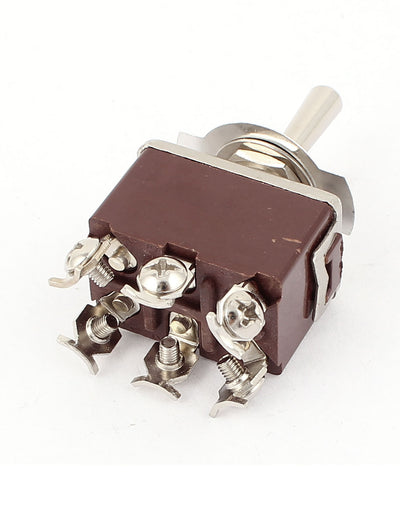 Harfington Uxcell AC 250V/15A 6 Screw Terminals ON/OFF/ON Latching 3 Position DPDT Toggle Switch