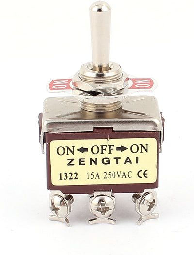 Harfington Uxcell AC 250V/15A 6 Screw Terminals ON/OFF/ON Latching 3 Position DPDT Toggle Switch