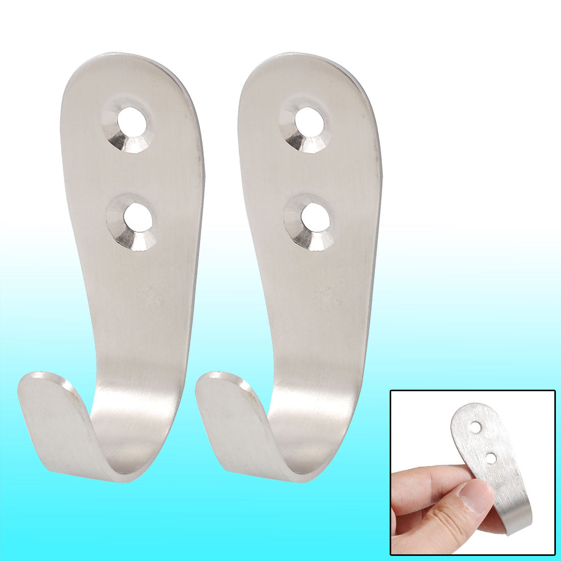 uxcell Uxcell 2x 2mm Thickness Stainless Steel Robe Clothes Towel Hook Hangers