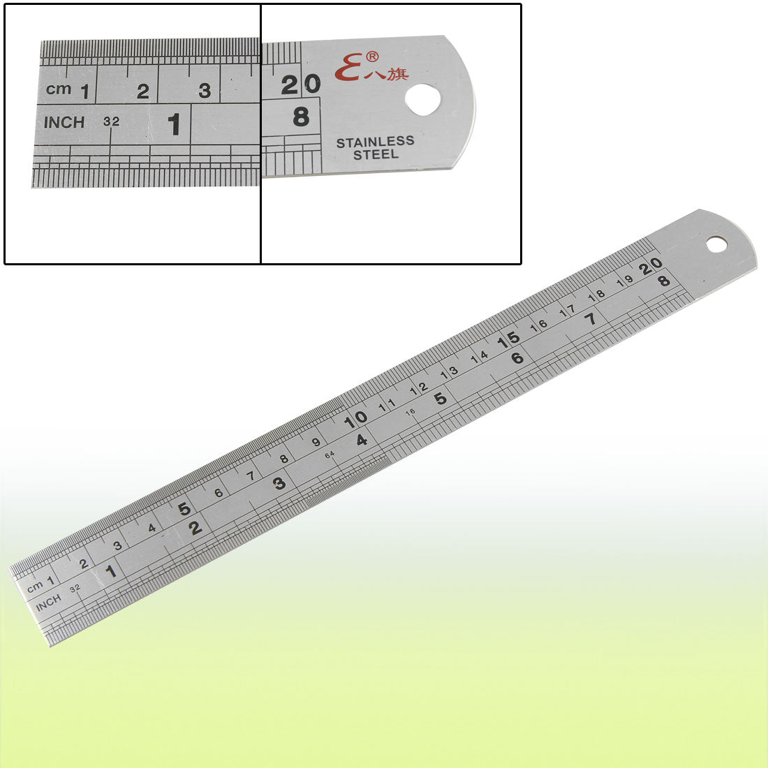uxcell Uxcell Stainless Metal 20cm 8" Double Side Measuring Tool Long Straight Ruler