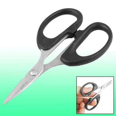 Harfington Uxcell Portable  Black Plastic Handle Stainless Steel Blade Scissors