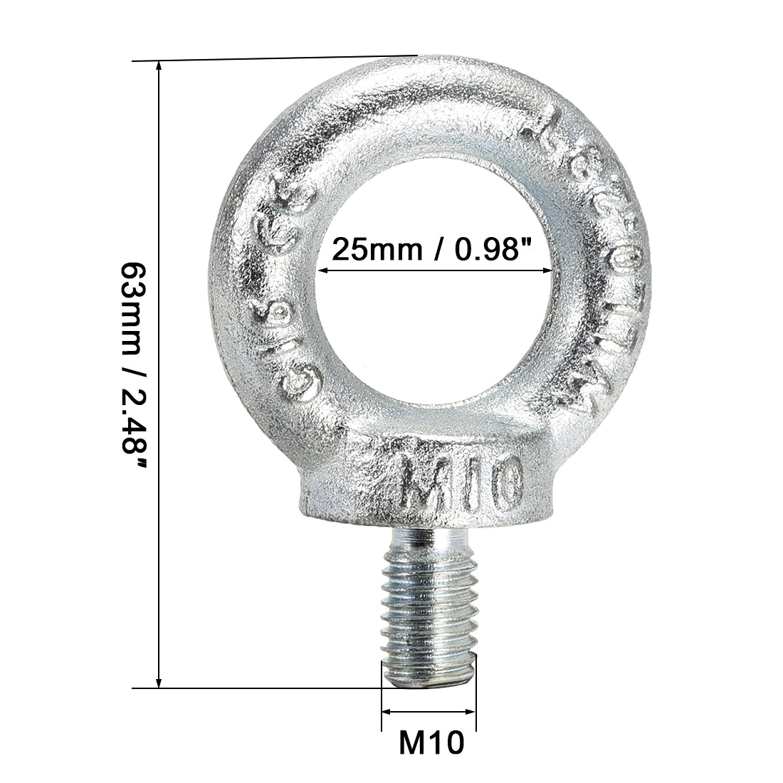 uxcell Uxcell M10 Metal 0.23 Ton Weight Capacity Lifting Eye Bolt Din