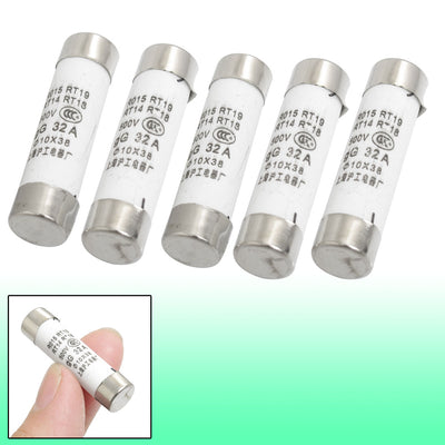Harfington Uxcell 5 Pcs 10 x 38mm 500V 32A Electrical Cylindrical Fuse Links R015-32