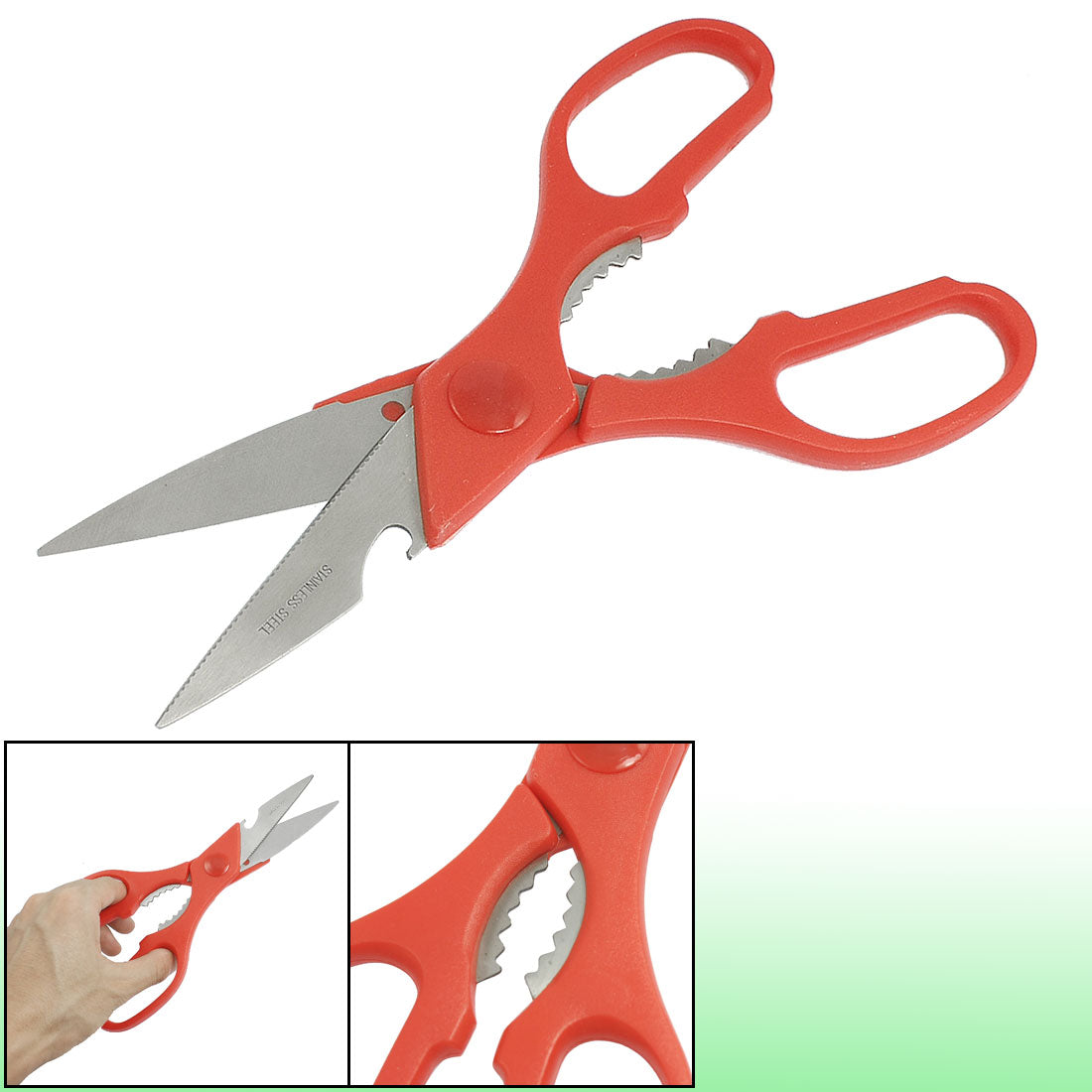 uxcell Uxcell Red Grip Multifunction Stainless Steel Blade Bottle Opener Scissors