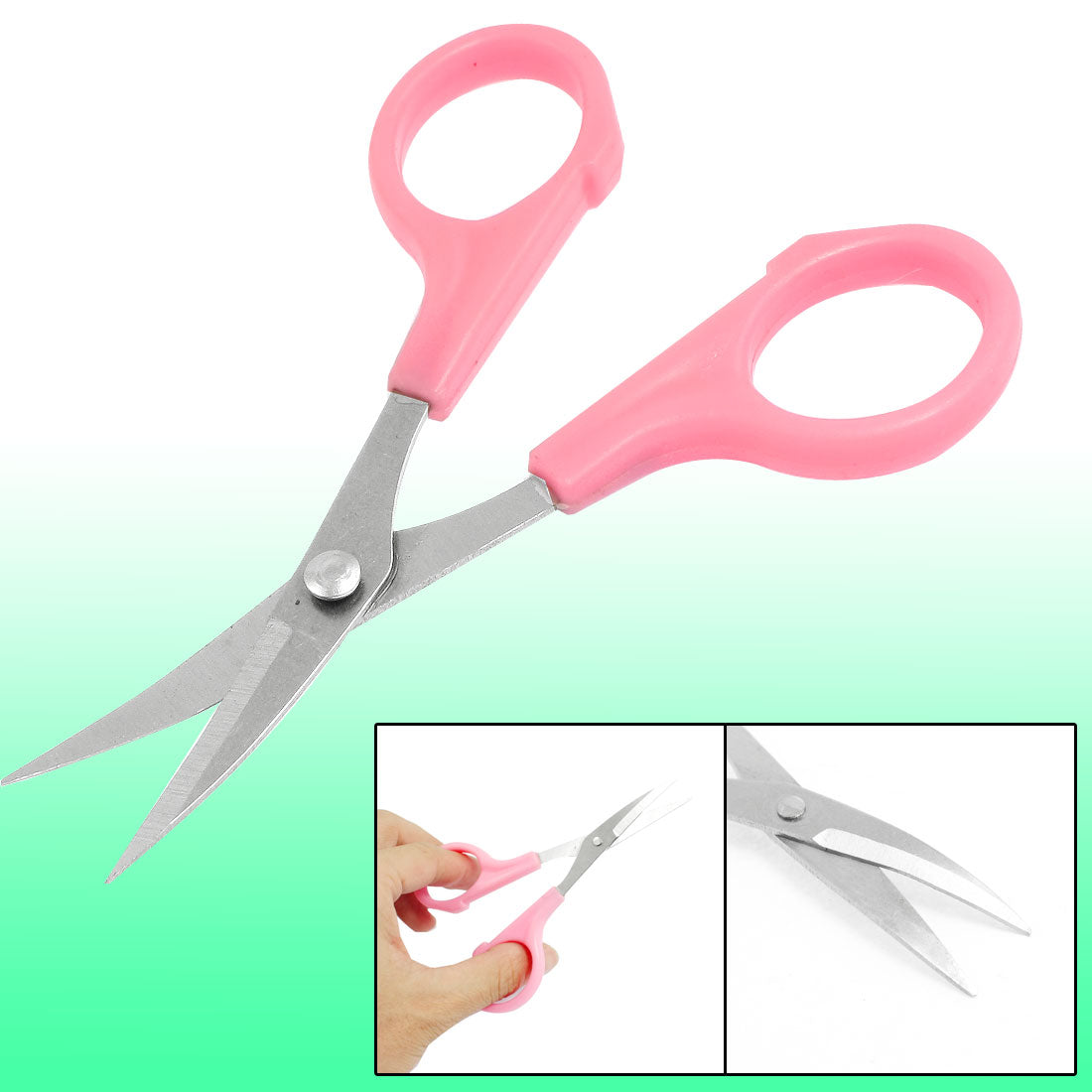 uxcell Uxcell Curved Tip Plastic Grip Thrum Yarn Cross Stitch Sewing Scissors Pink