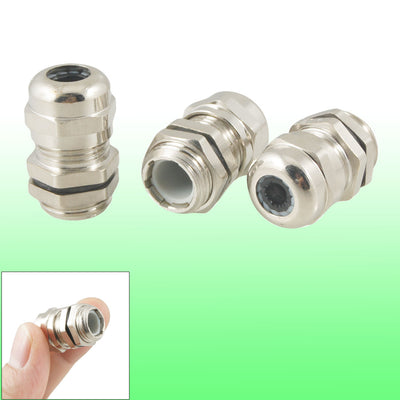 Harfington Uxcell 3 Pcs PG7 3.0-6.5mm Nickel-plated Brass Waterproof Connector Cable Gland